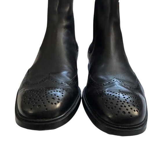 TOD\'S Mens Lug Sole Chelsea Boot Black Leather Size 7.5 wing tip detail